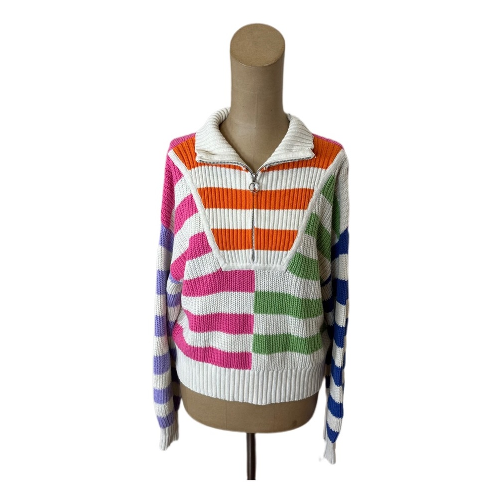 NWT! Sincerely Jules Multi Color 1/4 Zip Sweater Size Large